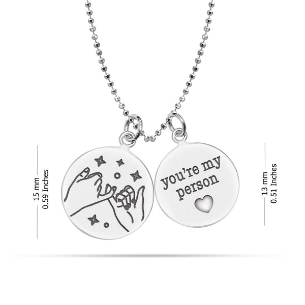 925 Sterling Silver You're my person Charm Necklace for Teen Women, Gift for Best Friends, Gift for Her, Gift for Him
