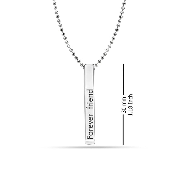 925 Sterling Silver Friends Forever Dimensional Love 3D Bar Necklace for Women Girls