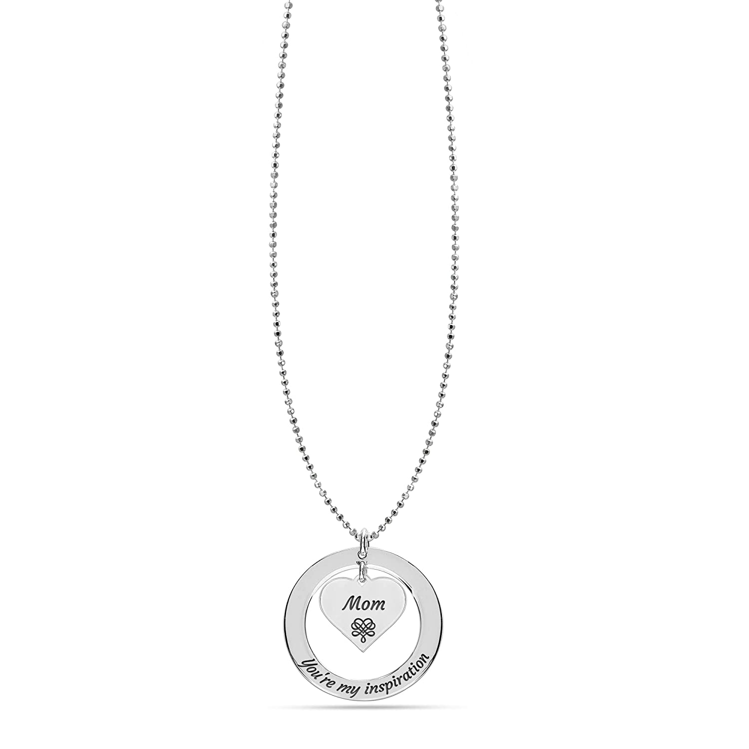 925 Sterling Silver Heart Mom Necklace for Teen Women