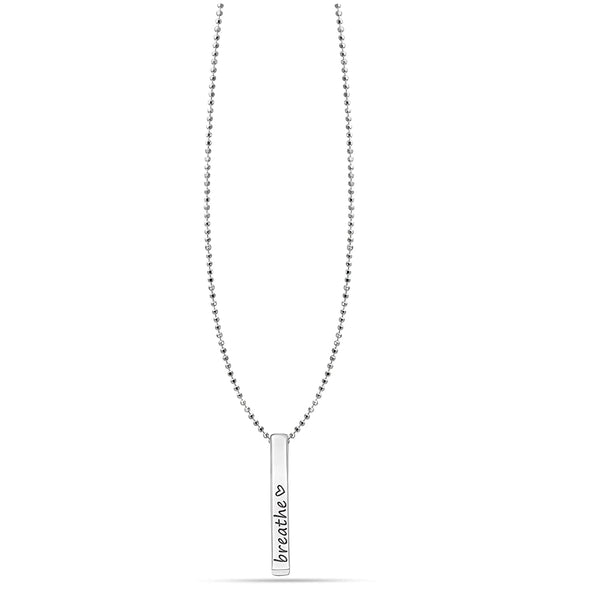 925 Sterling Silver Breathe Heart Column Bar Necklace for Women Girls