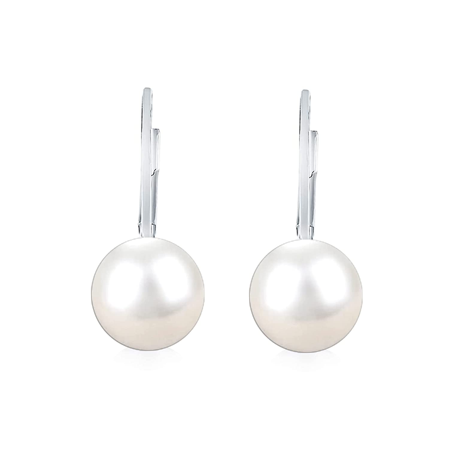 925 Sterling Silver Freshwater Pearl Leverback Earring for Women and Teen