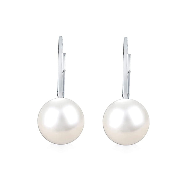 925 Sterling Silver Freshwater Pearl Leverback Earring for Women and Teen