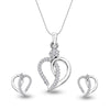 925 Sterling Silver Heart Shape White CZ Necklace Set