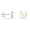 925 Sterling Silver Antique Simulated Pearl Stud Earring for Women and Teen