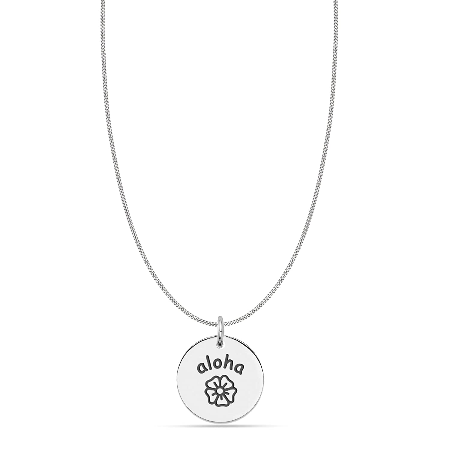 925 Sterling Silver aloha Quote Charms Necklace for Women Girls