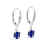 925 Sterling Silver Blue Sapphire Gemstone Birthstone CZ Leverback Earring for Women
