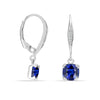 925 Sterling Silver Blue Sapphire Gemstone Birthstone CZ Leverback Earring for Women