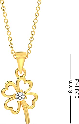 925 Sterling Silver Cubic Zirconia Four Leaf Clover Necklace Pendant for Women Teen