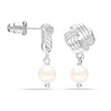 925 Sterling Silver Pearl Love Knot Drop Hypoallergenic Stud Earring for Women