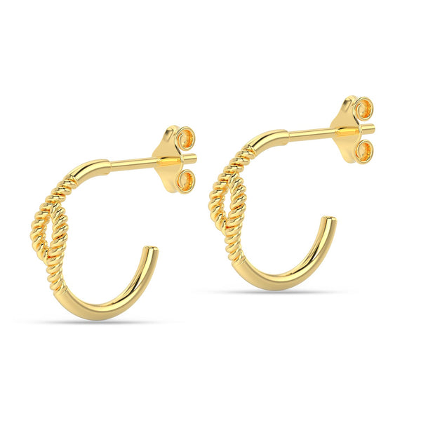 925 Sterling Silver 18K Gold Plated Small Reel Twine Hoops Earring for Women Teen