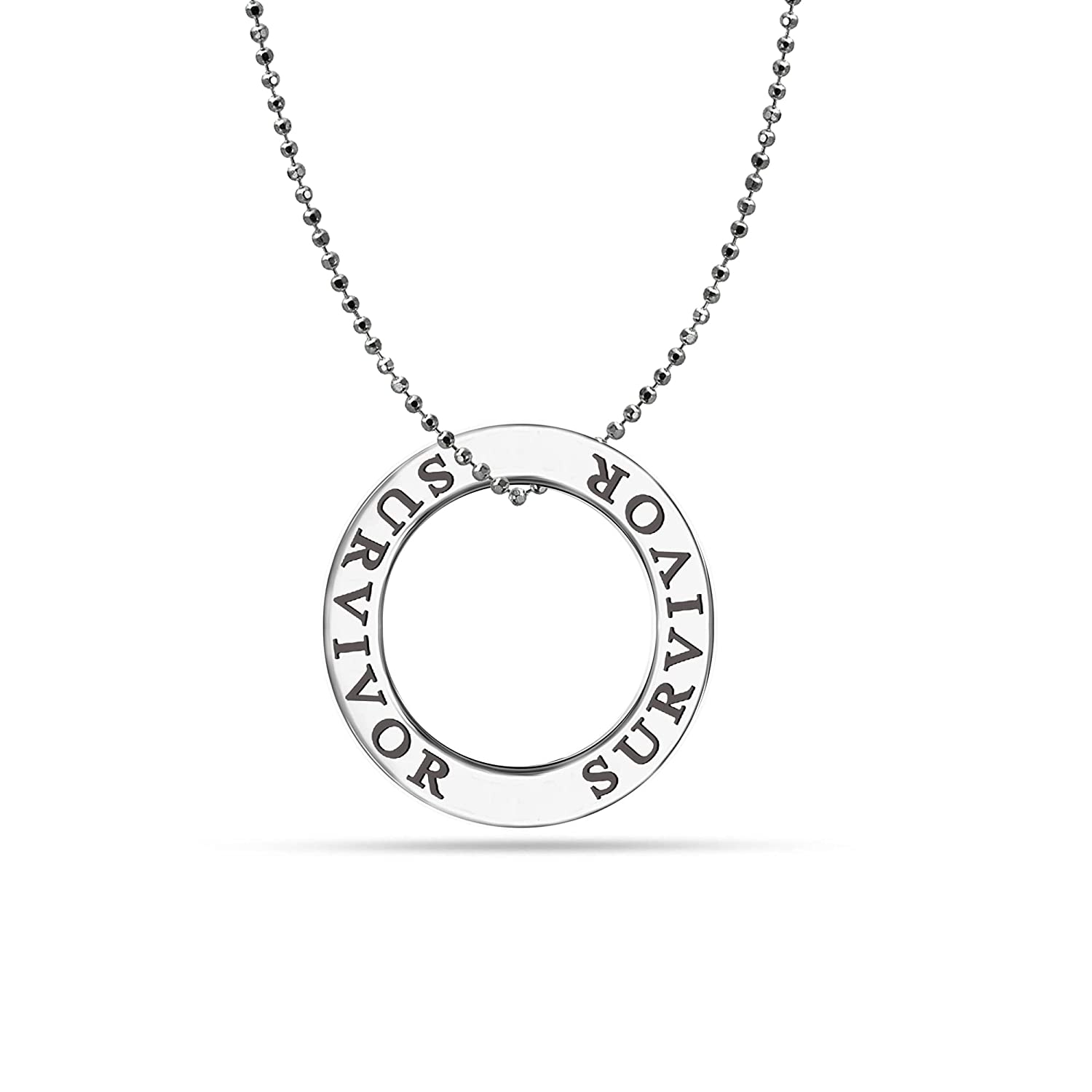 925 Sterling Silver SURVIVOR Open Circle Necklace for Teen Women