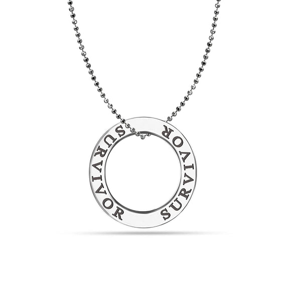 925 Sterling Silver SURVIVOR Open Circle Necklace for Teen Women