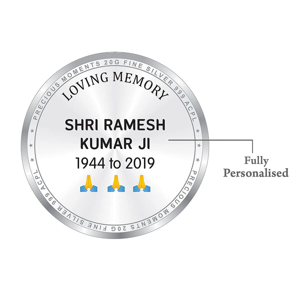 BIS Hallmarked Personalised Silver Coin Death Anniversary Memorial Gift 999 Pure