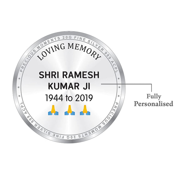 BIS Hallmarked Personalised Silver Coin Death Anniversary Memorial Gift 999 Pure