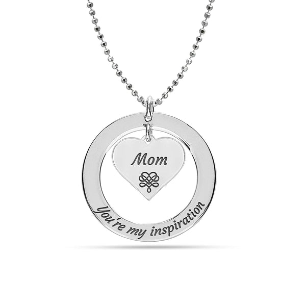 925 Sterling Silver Heart Mom Necklace for Teen Women