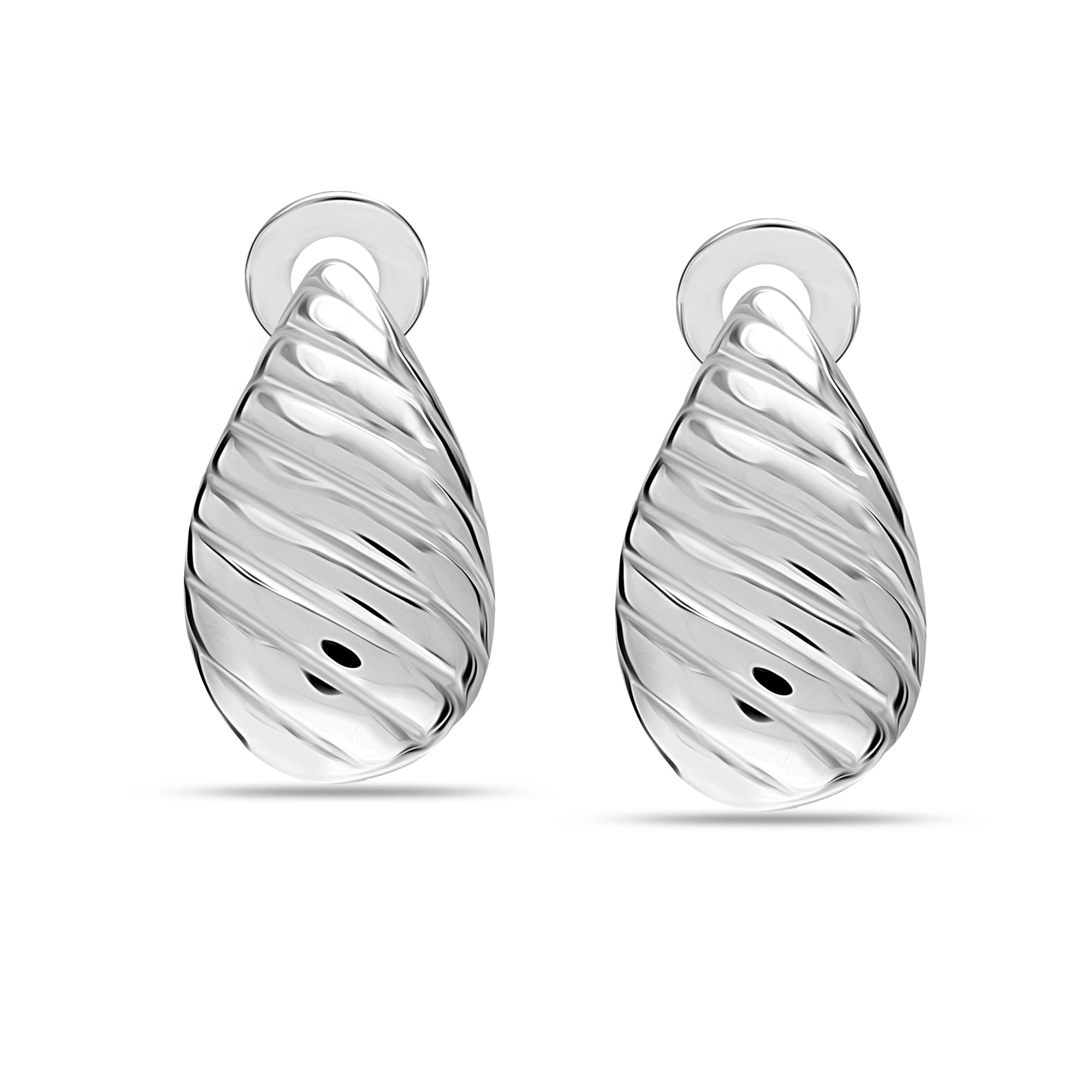 925 Sterling Silver Texture Drop Clip On Stud Earring for Women