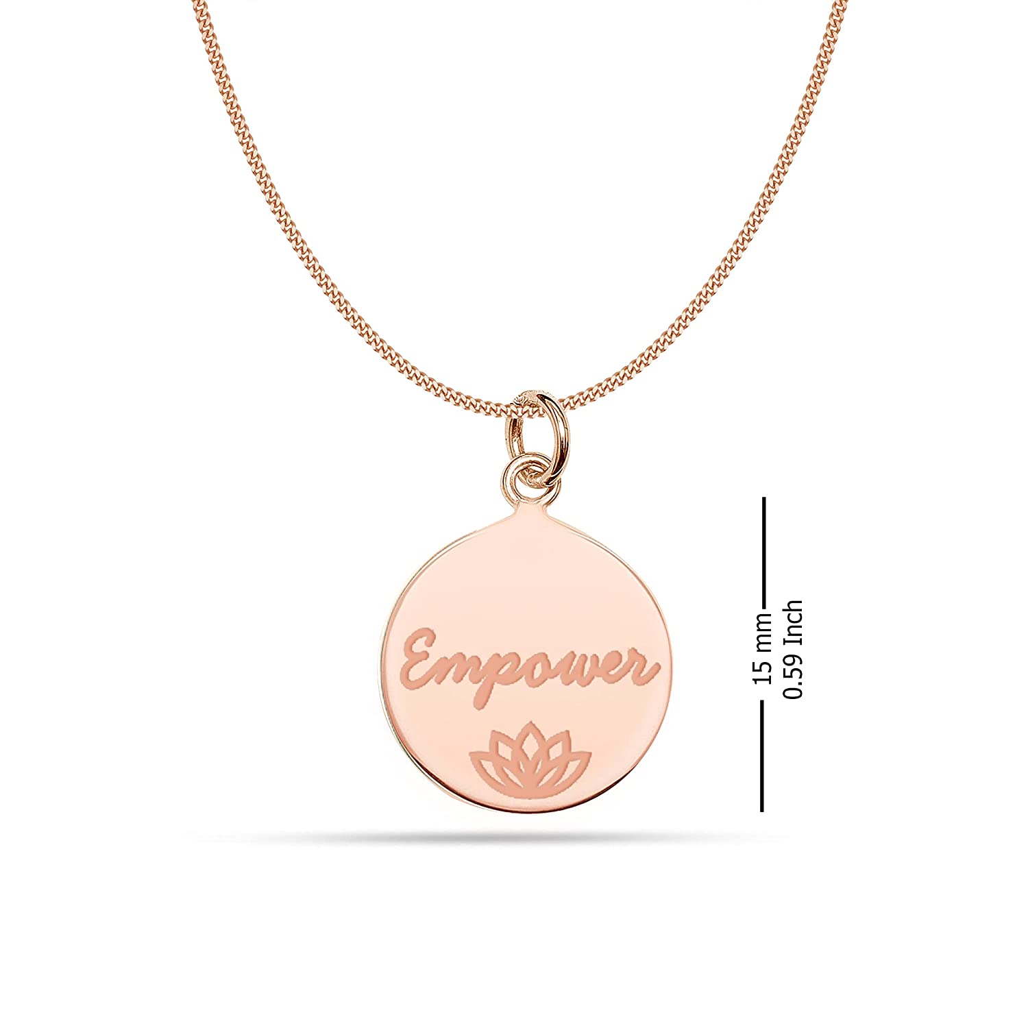 925 Sterling Silver Rose Gold Care International Empower Charity Necklace for Women Teen