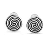 925 Sterling Silver Round Texture Antique Clip On Stud Earring for Women