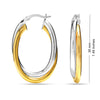 925 Sterling Silver Two-Tone Intertwining Oval Shape Click-Top Hoop Earring for Women 38 MM