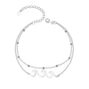 925 Sterling Silver Wave Ocean Sea Adjustable Anklet for Teen Women