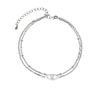 925 Sterling Silver Created Opal Layered Evil Eye Beaded Adjustable Anklet for Teen Women (SINGLE ANKLET)