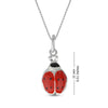 925 Sterling Silver Jewellery Red Enamel Ladybug Animal Theme Charm Pendant with Cable Chain for Kids