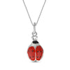 925 Sterling Silver Jewellery Red Enamel Ladybug Animal Theme Charm Pendant with Cable Chain for Kids