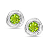 Sterling Silver Love Knot Stud Earring (6 MM Peridot Round)