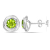 925 Sterling Silver LoveKnot Stud Earring for Teen Women (6 MM Peridot Round)
