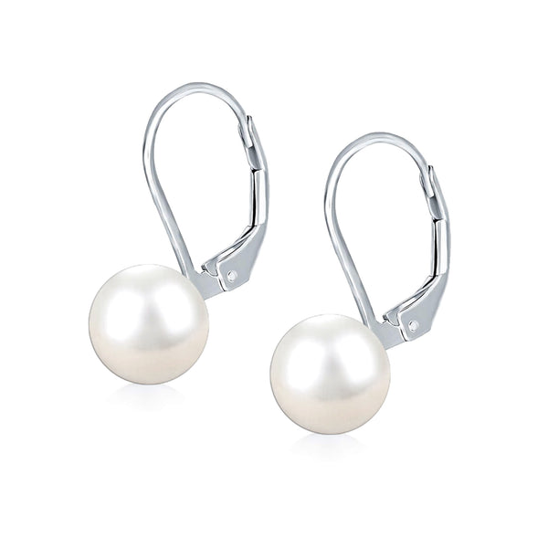 925 Sterling Silver Simulated Pearl Leverback Earring for Women and Teen