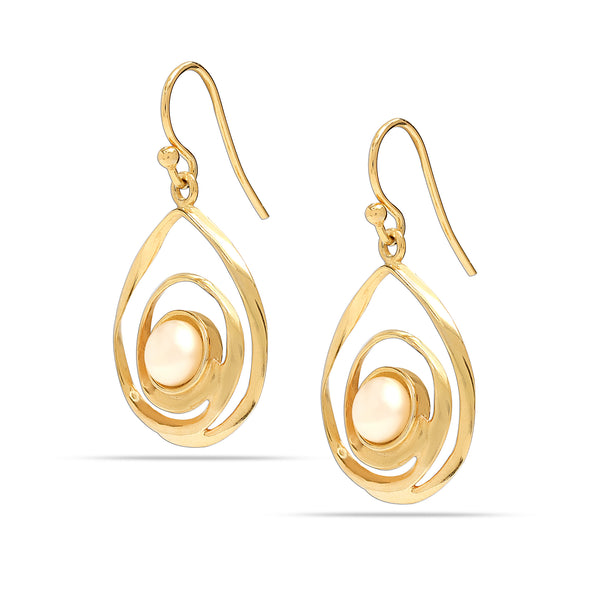 925 Sterling Silver Gold Plated Freshwater Pearl Drop Dangling Earring for Women and Teen