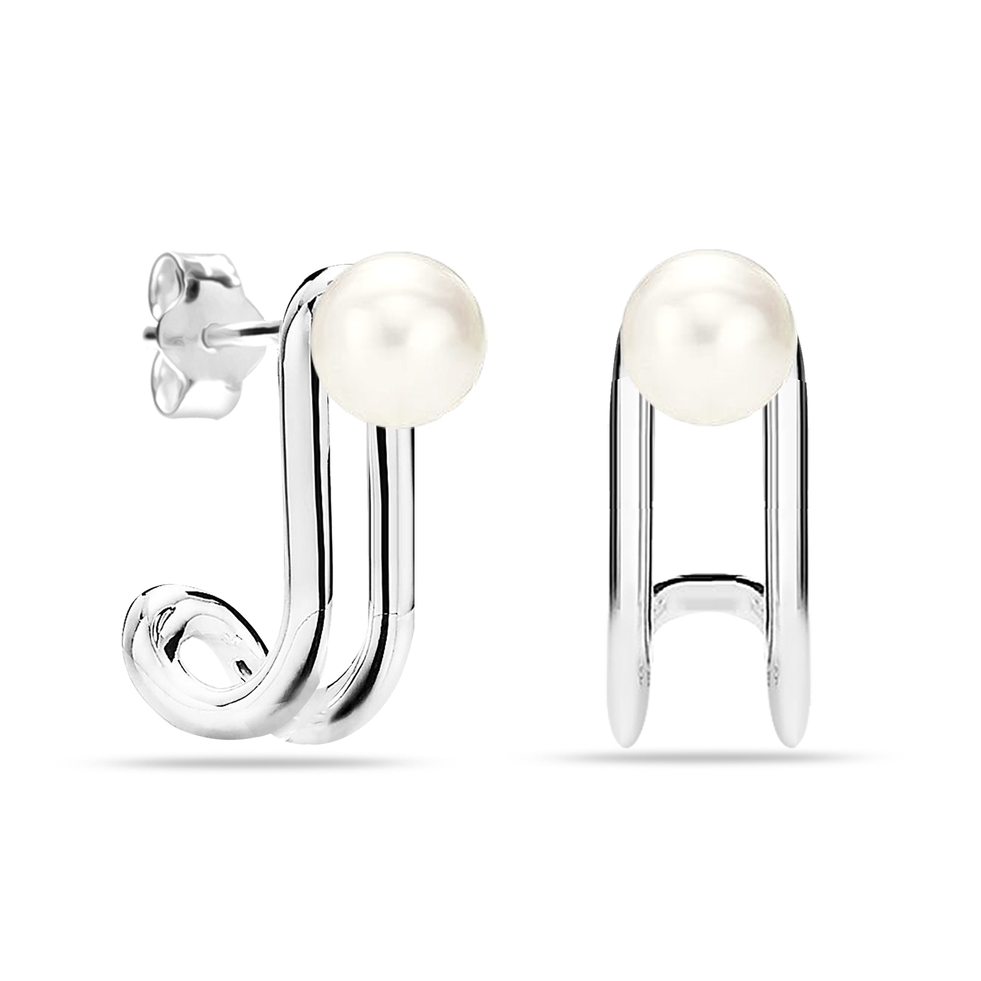 Silver J-Hoop Earrings