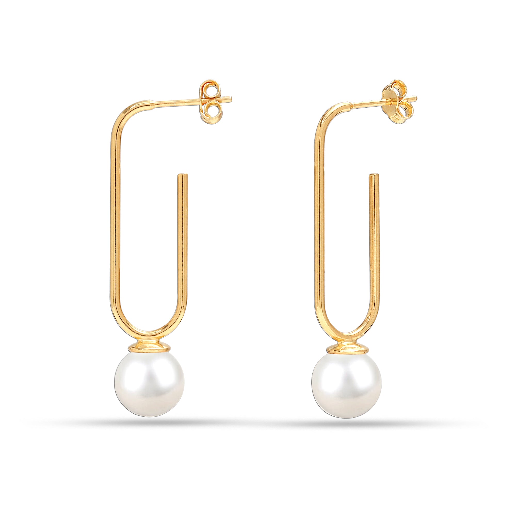 925 Sterling Silver Gold-Plated Pearl Drop Dangle Earring for Women