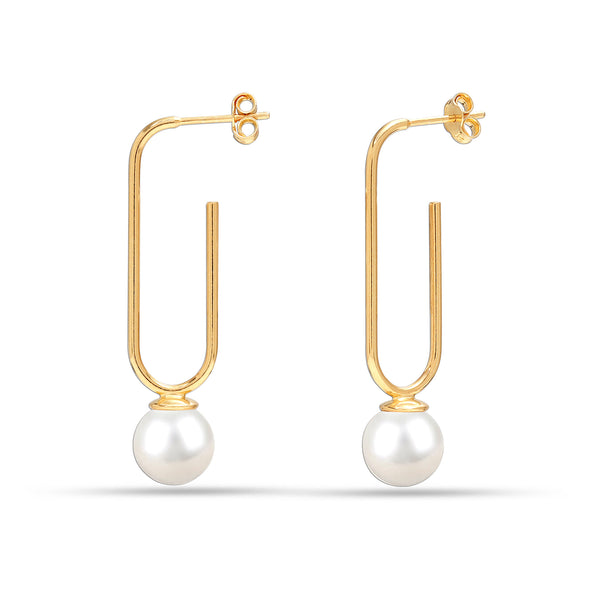 925 Sterling Silver Gold-Plated Pearl Drop Dangle Earring for Women