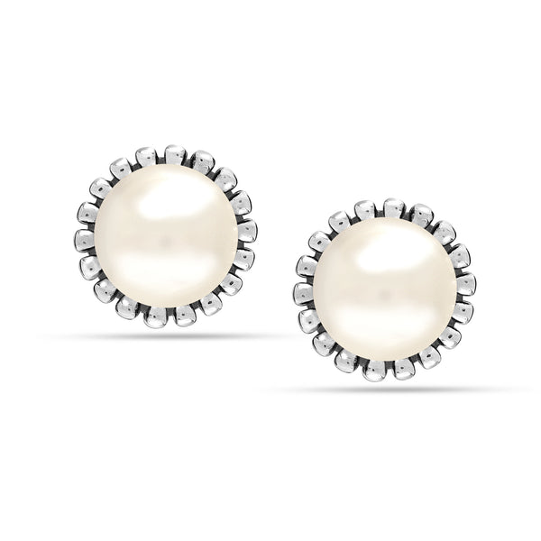 925 Sterling Silver Omega Back Freshwater Pearl Stud Earring for Teen and Women