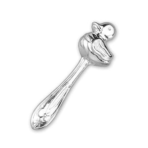 Silver Style Fine Silver Duck Design Rattle for Baby Gift 