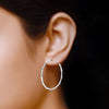 925 Sterling Silver Italian Bamboo Hoop Earring for Women Teen