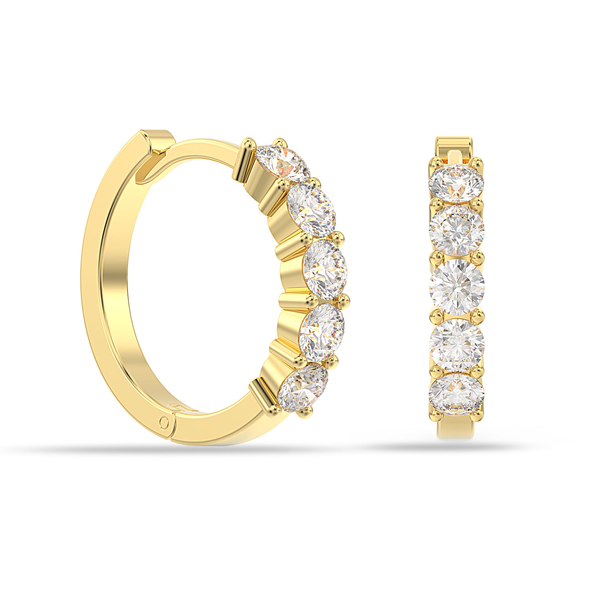 925 Sterling Silver 18K Gold-Plated Pave Cubic-Zirconia Huggie Hoop Earring for Teen Women