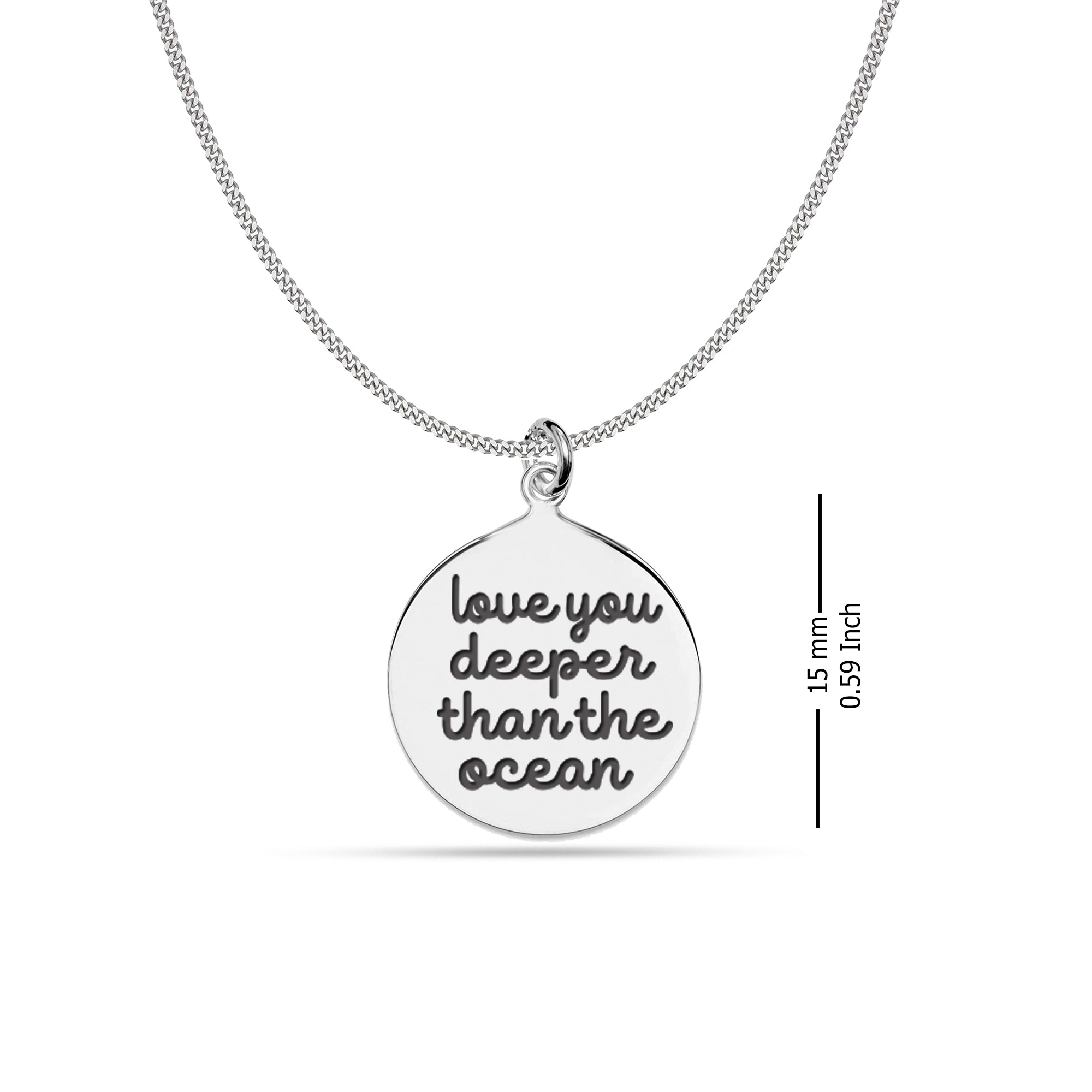 925 Sterling Silver Love you Deeper than the Ocean Quote Charms Necklace for Women Girls