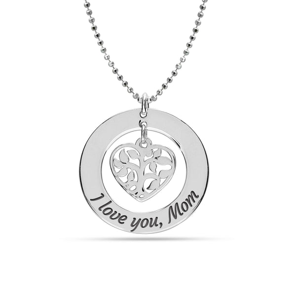 925 Sterling Silver Heart Family Tree Necklace for Women Teen