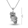925 Sterling Silver Owl Pendant Necklaces for Teen Women (1.5 MM Black Onyx )