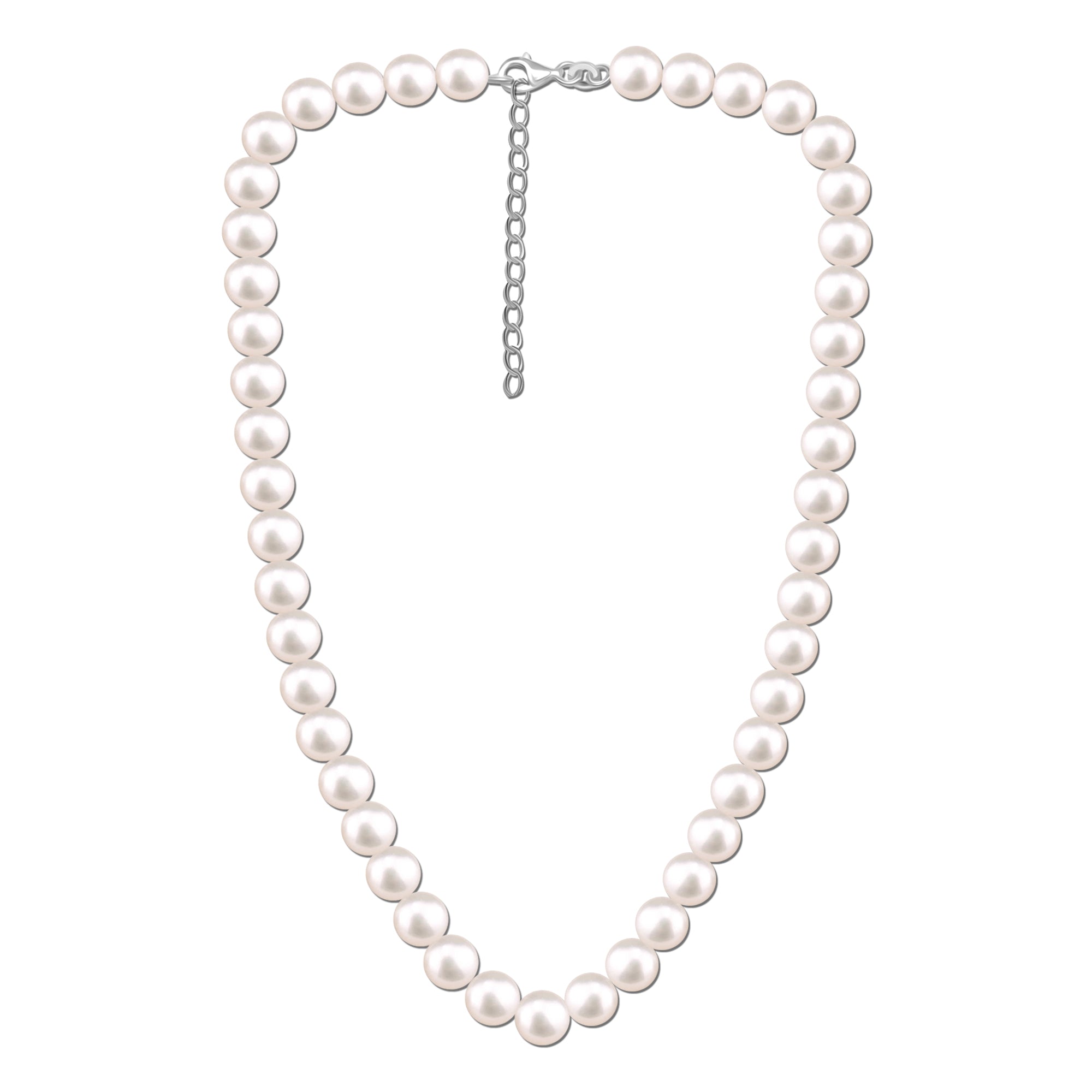925 Sterling Silver Pearl Necklace for Women 18 Inches With Chain