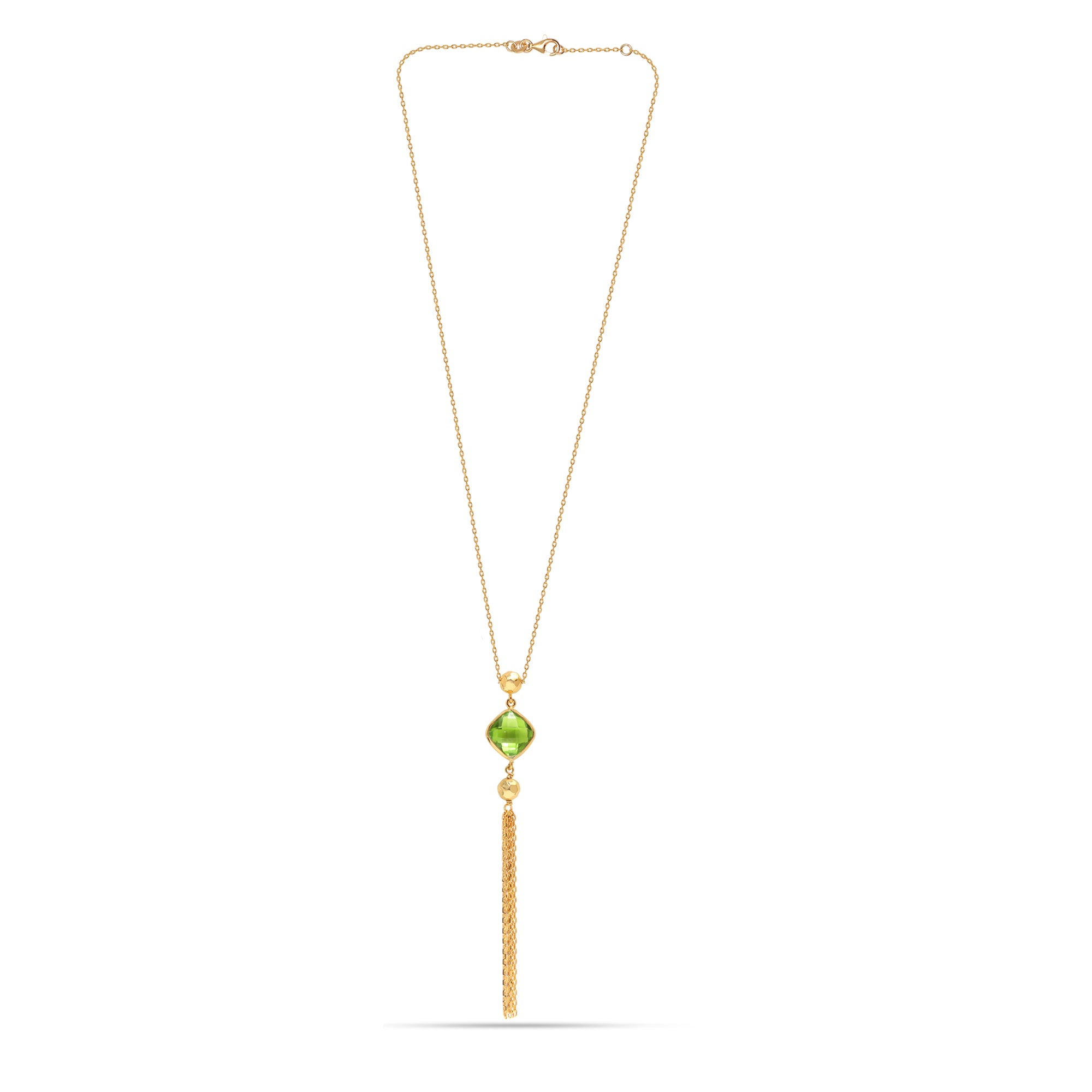 925 Sterling Silver Gold-Plated Peridot Natural Birthstone Necklace for Women