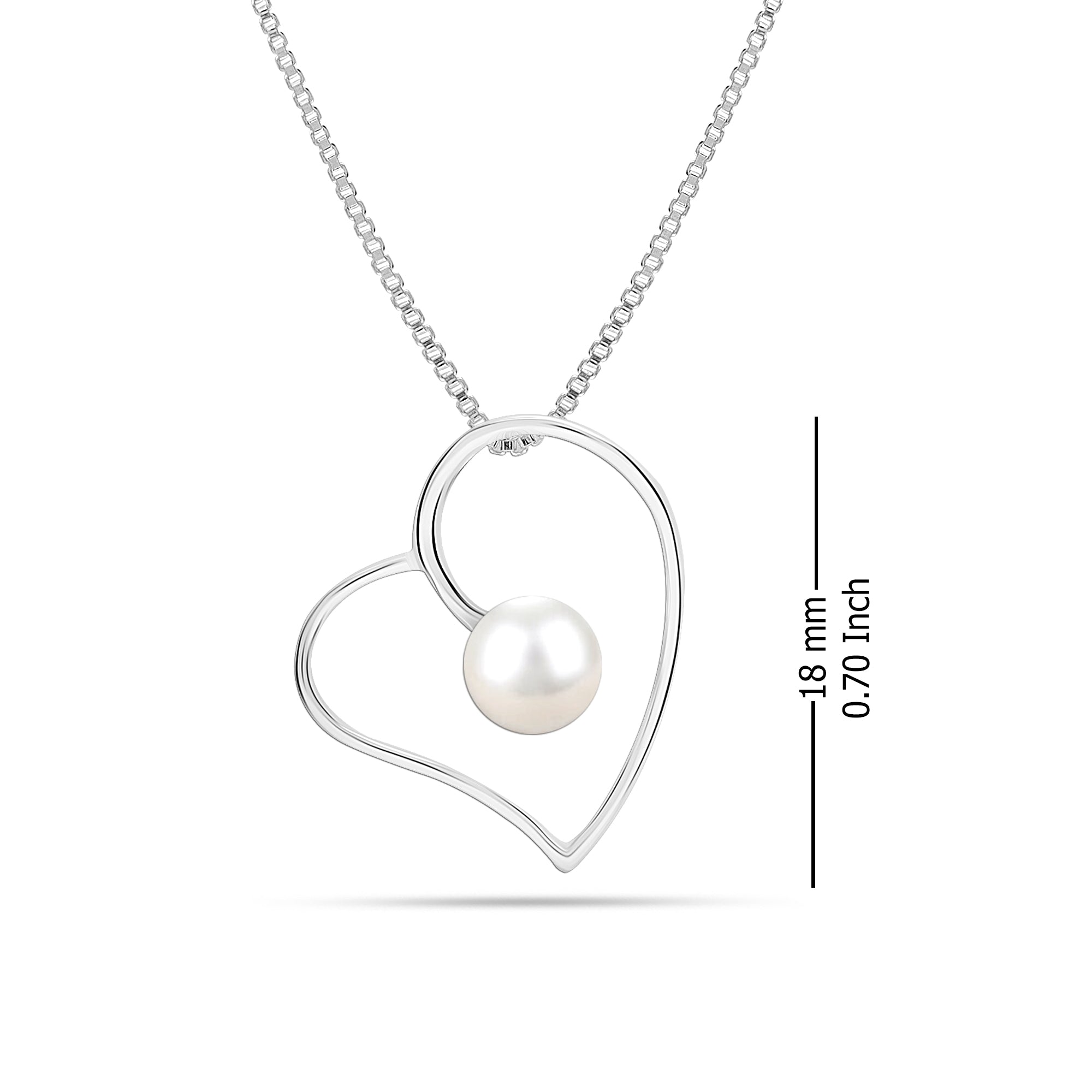 925 Sterling Silver Pearl Love Heart Pendant Necklace for Teen and Women
