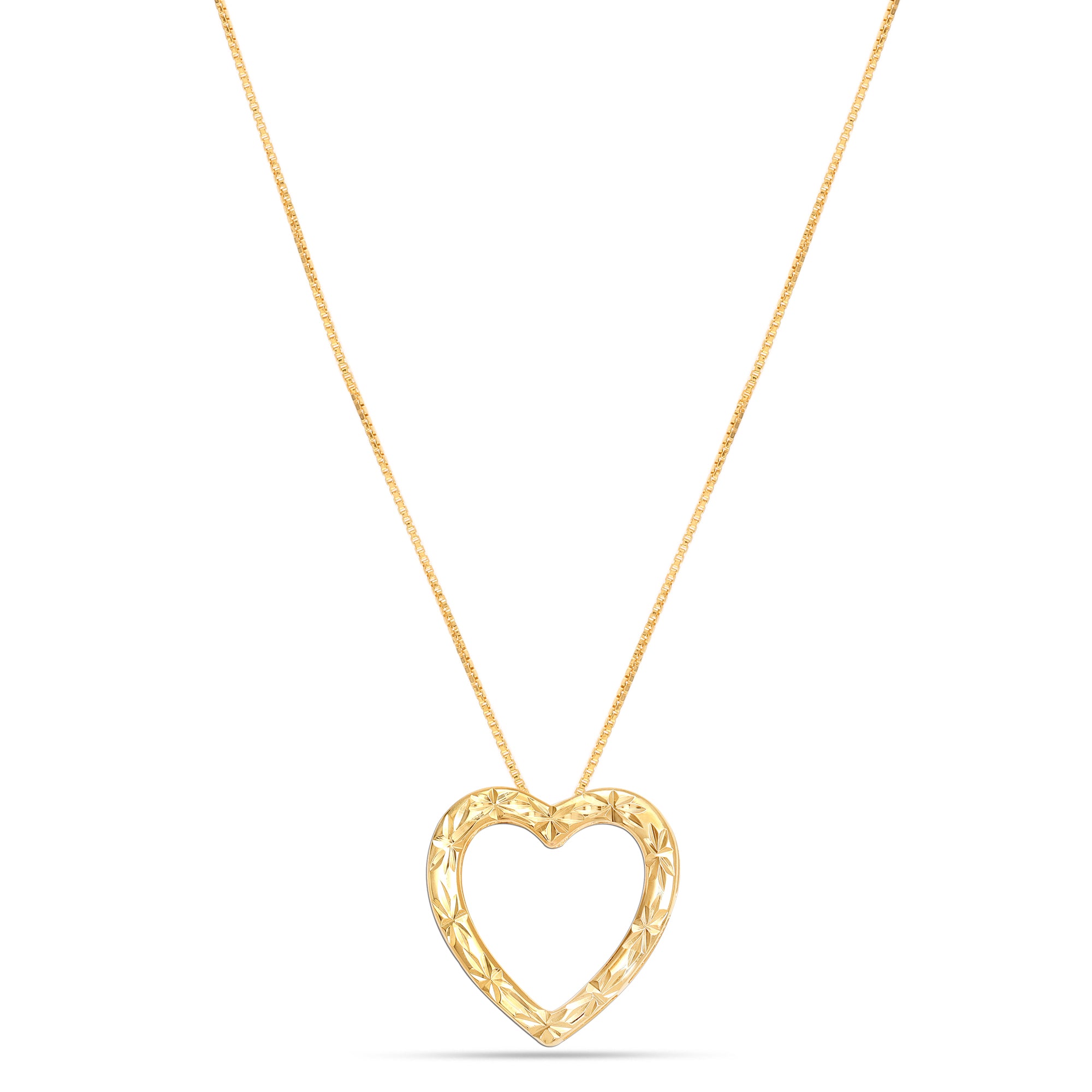 925 Sterling Silver 18K Gold-Plated Diamond-Cut Heart Reversible Necklace for Women Teen