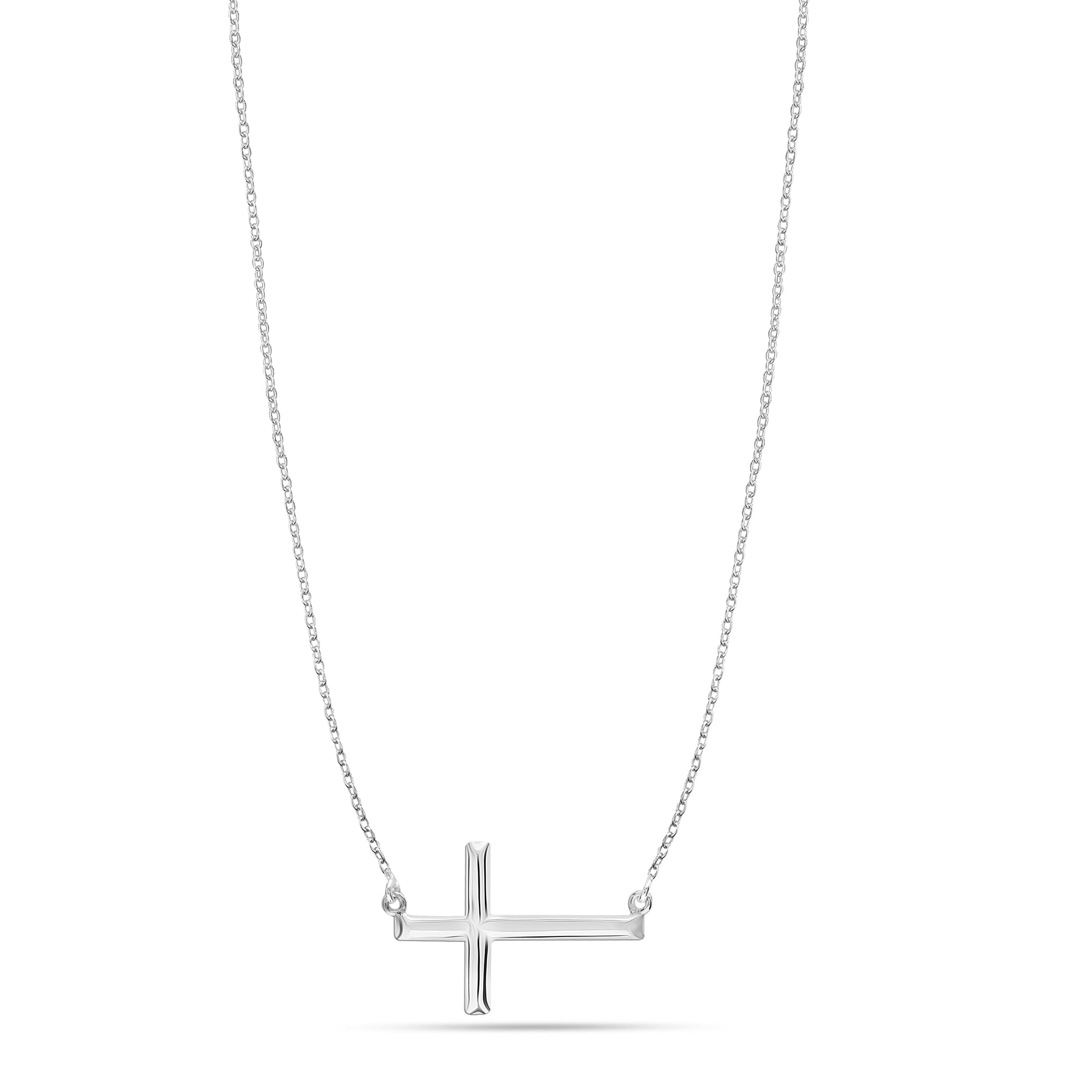 925 Sterling Silver Sideways Cross Pendant Necklace for Women Teen