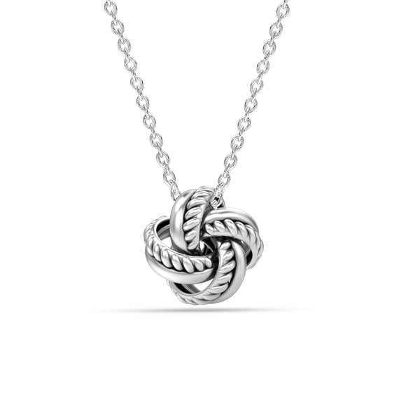 925 Sterling Silver Italian Love Knot Pendant Necklace