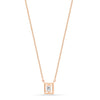925 Sterling Silver Rose Gold-Plated Square CZ Pendant Necklace for Teen Women