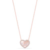 925 Sterling Silver Rose Gold-Plated Mother of Pearl CZ Pave Heart Pendant Necklace for Teen Women