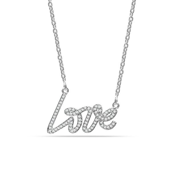 925 Sterling Silver Multi CZ Love Pendant Necklace for Women and Girls